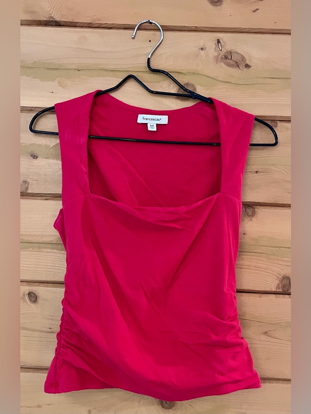 Francesca’s Ruched Square Neck Sleeveless Top Red Size M